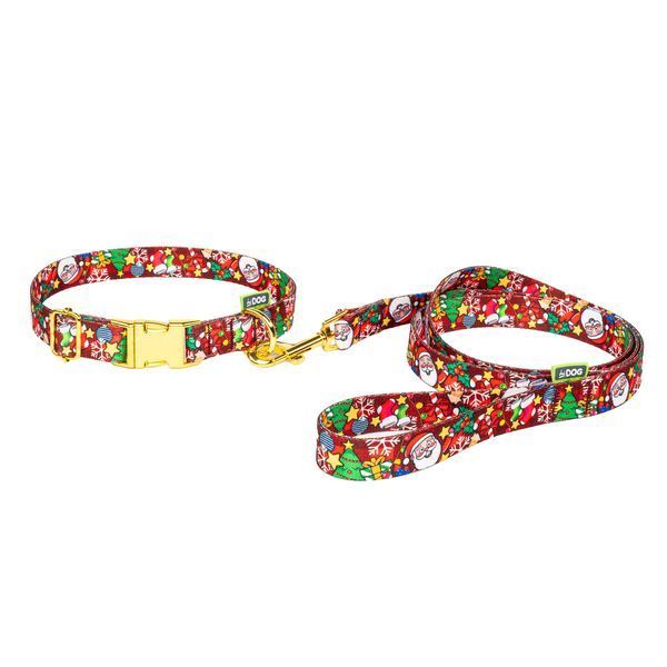 Поводок ТМ HiDOG "Christmas Red" с золотым карабином, размер XS (ширина 10мм, длина 152см) 1048 фото