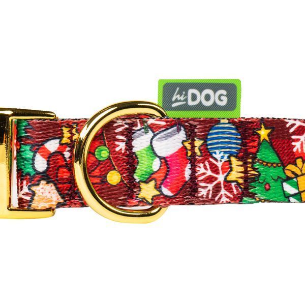 Поводок ТМ HiDOG "Christmas Red" с золотым карабином, размер XS (ширина 10мм, длина 152см) 1048 фото