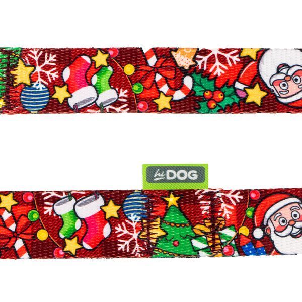 Поводок ТМ HiDOG "Christmas Red" с золотым карабином, размер XS (ширина 10мм, длина 152см) 1048 фото