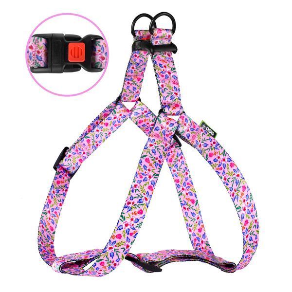 Шлея ТМ HiDOG "Flowers pink", размер XS (обхват грудной клетки 26-40см, ширина-10мм) 1020 фото