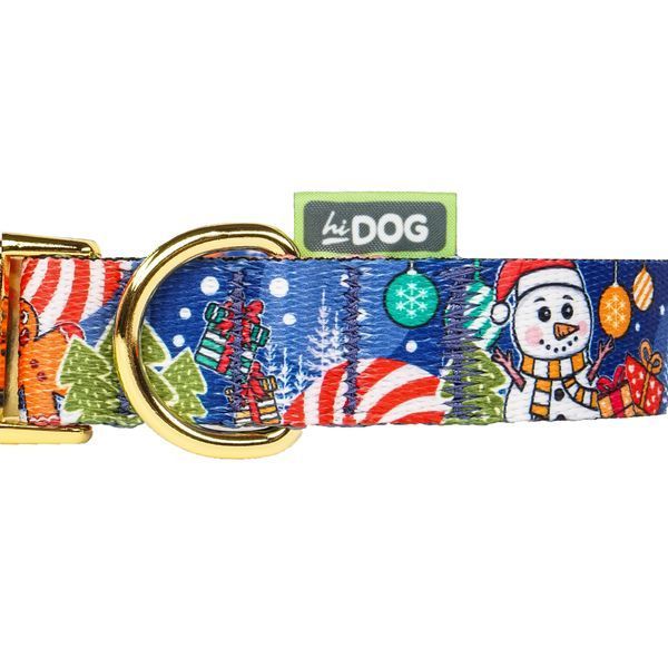 Поводок ТМ HiDOG "Christmas Blue" с золотым карабином, размер XS (ширина 10мм, длина 152см) 1049 фото