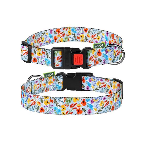 Нашийник для собаки ТМ HiDOG "Flowers blue", розмір S (ширина 16мм, обхват шиї 25-33см) 1018 фото