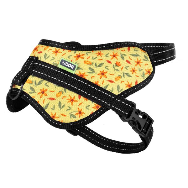 Шлея ТМ HiDOG BUTTERFLY "Flowers yellow", розмір S (обхват грудної клітини 40-55см) 1019 фото